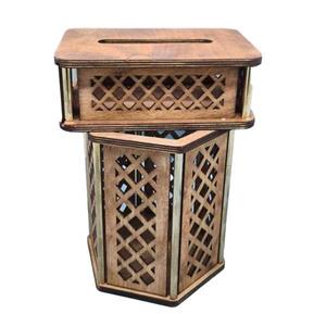 سطل آشغال ودستمال کاغذی چوبی.